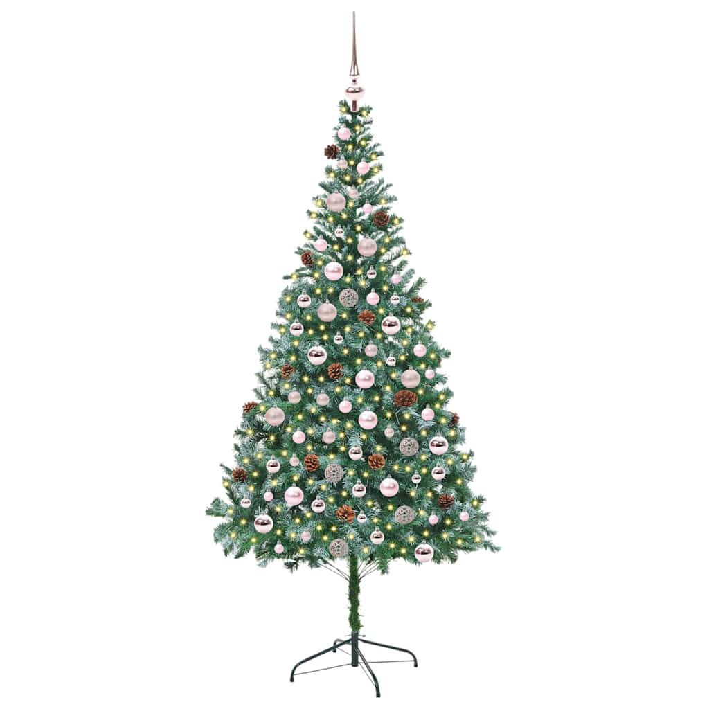 Kunstig juletre med 300 LED med stativ grønn 210 cm PVC og stål