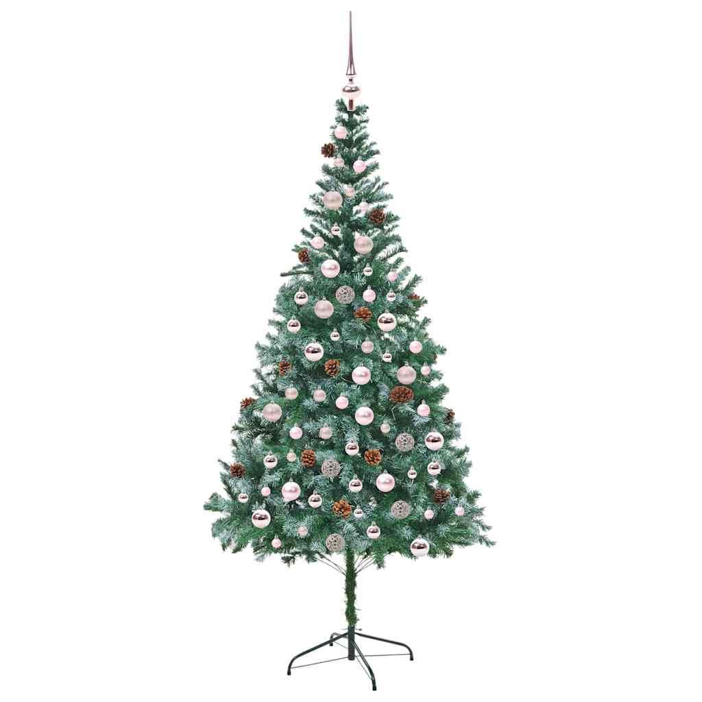 Kunstig juletre med 300 LED med stativ grønn 210 cm PVC og stål