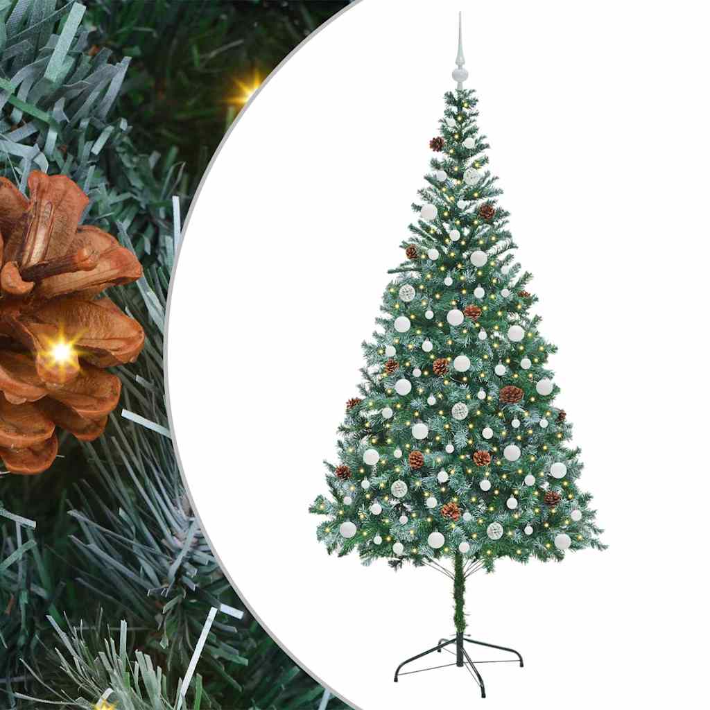 Kunstig juletre med 300 LED med stativ grønn 210 cm PVC og stål