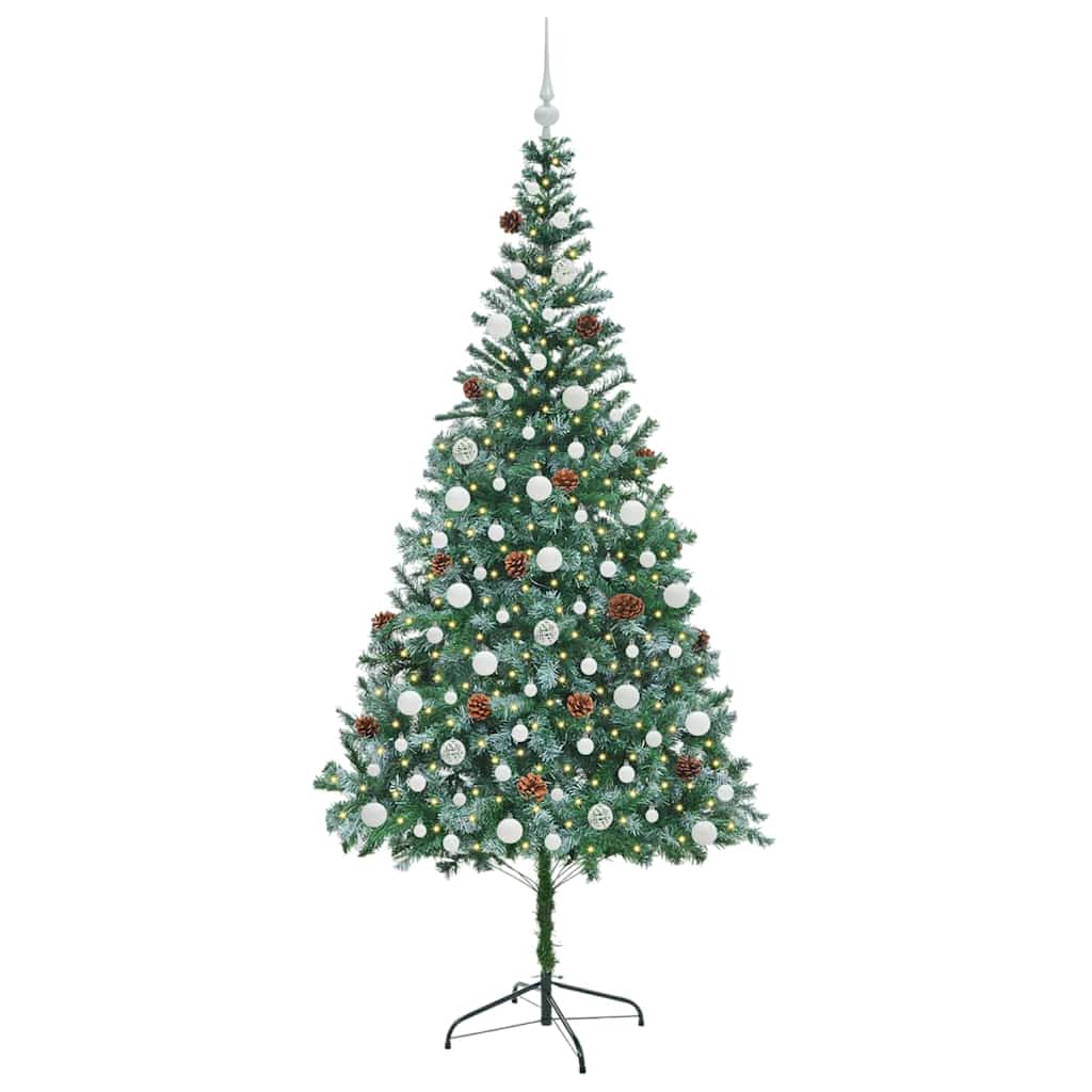 Kunstig juletre med 300 LED med stativ grønn 210 cm PVC og stål