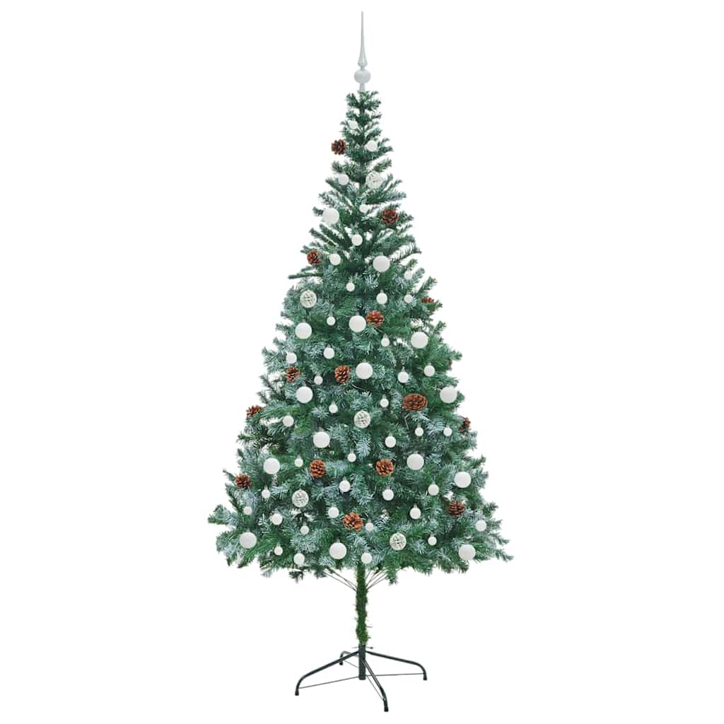 Kunstig juletre med 300 LED med stativ grønn 210 cm PVC og stål