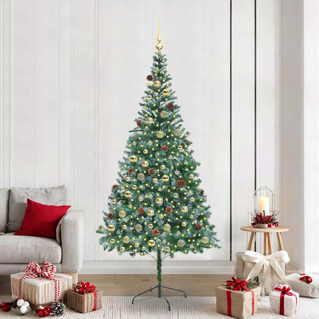 Kunstig juletre med 300 LED med stativ grønn 210 cm PVC og stål