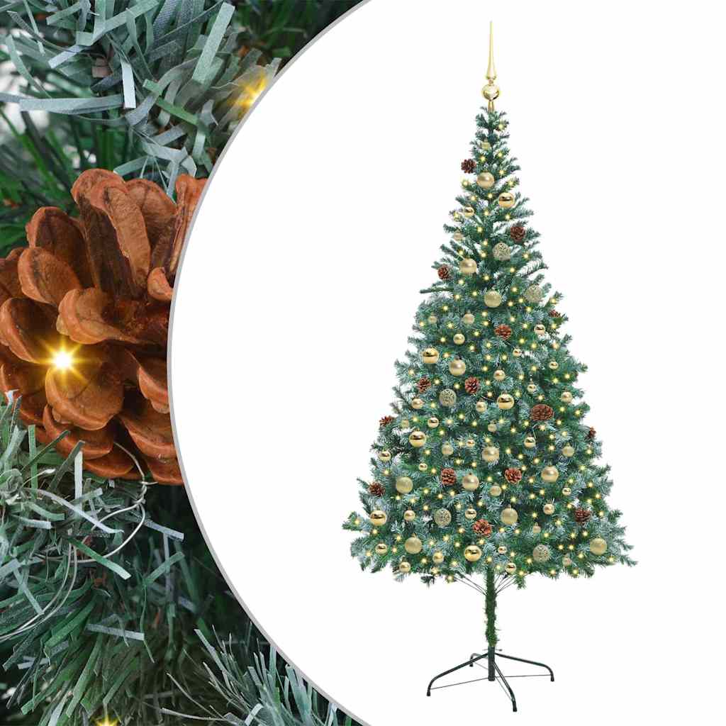 Kunstig juletre med 300 LED med stativ grønn 210 cm PVC og stål