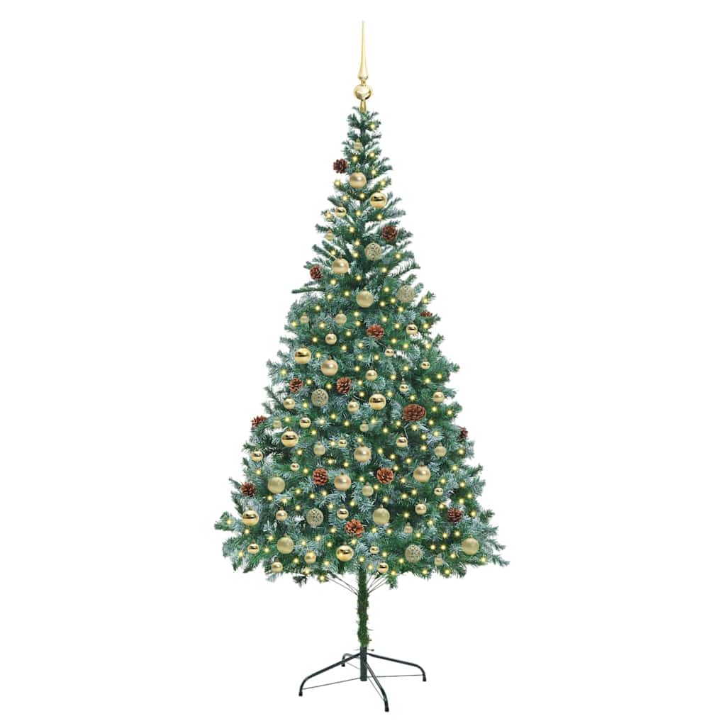 Kunstig juletre med 300 LED med stativ grønn 210 cm PVC og stål