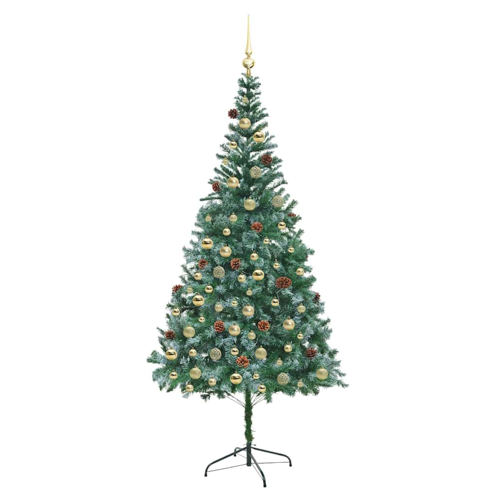 Kunstig juletre med 300 LED med stativ grønn 210 cm PVC og stål