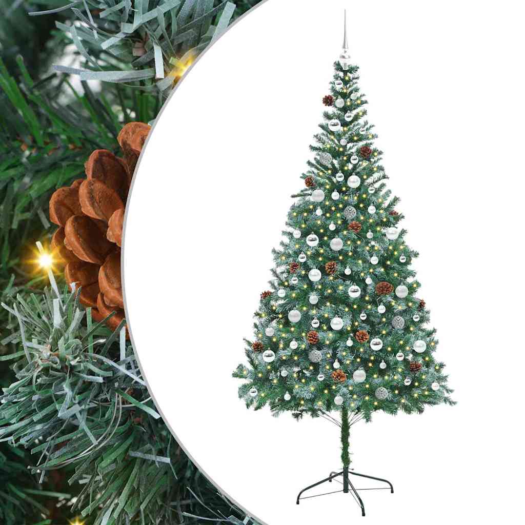 Kunstig juletre med 300 LED med stativ grønn 210 cm PVC og stål