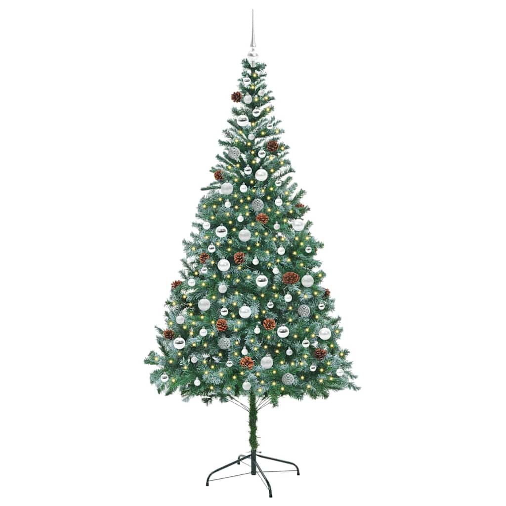 Kunstig juletre med 300 LED med stativ grønn 210 cm PVC og stål