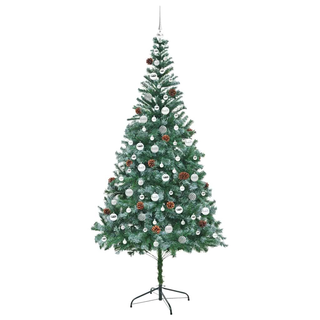 Kunstig juletre med 300 LED med stativ grønn 210 cm PVC og stål