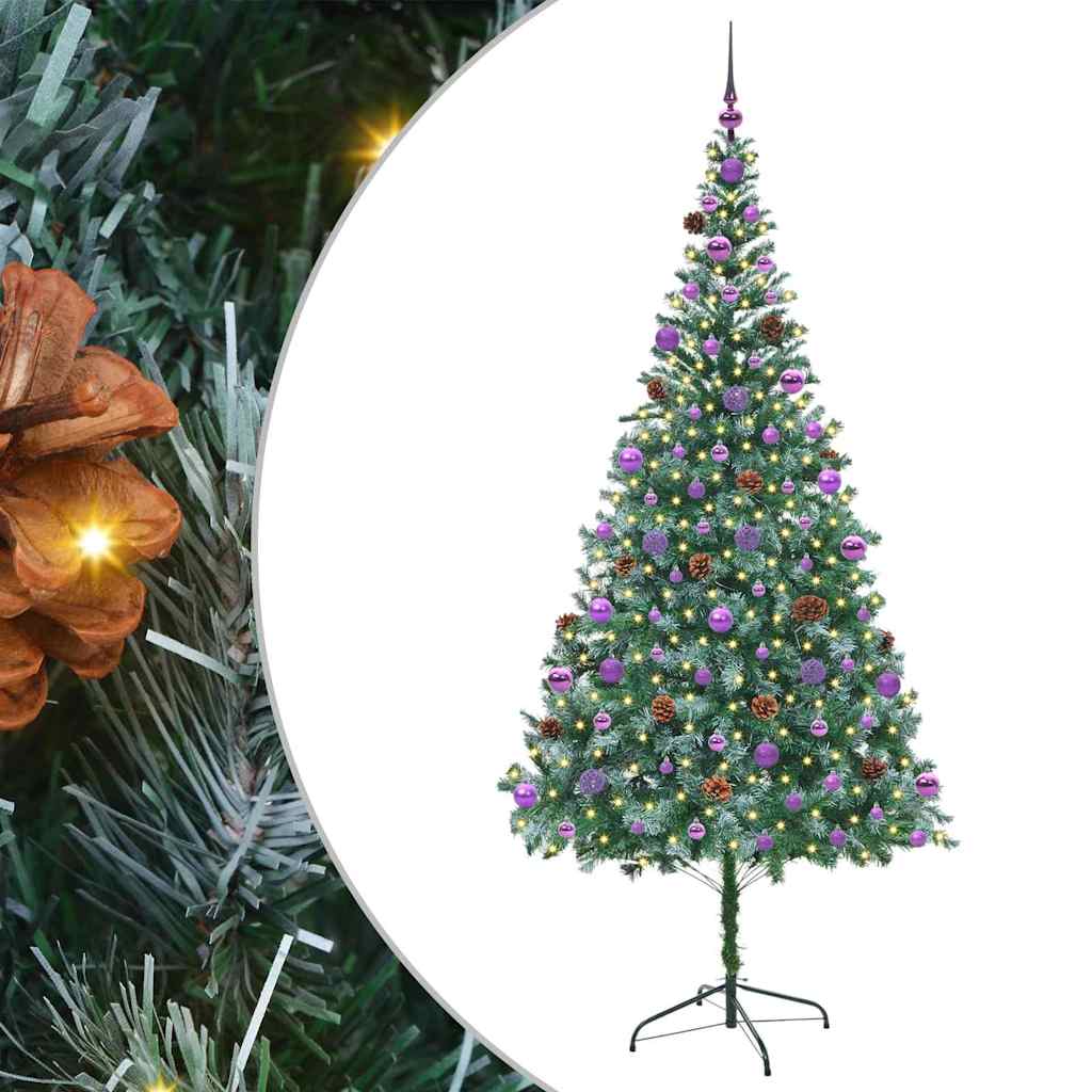 Kunstig juletre med 300 LED med stativ grønn 210 cm PVC og stål