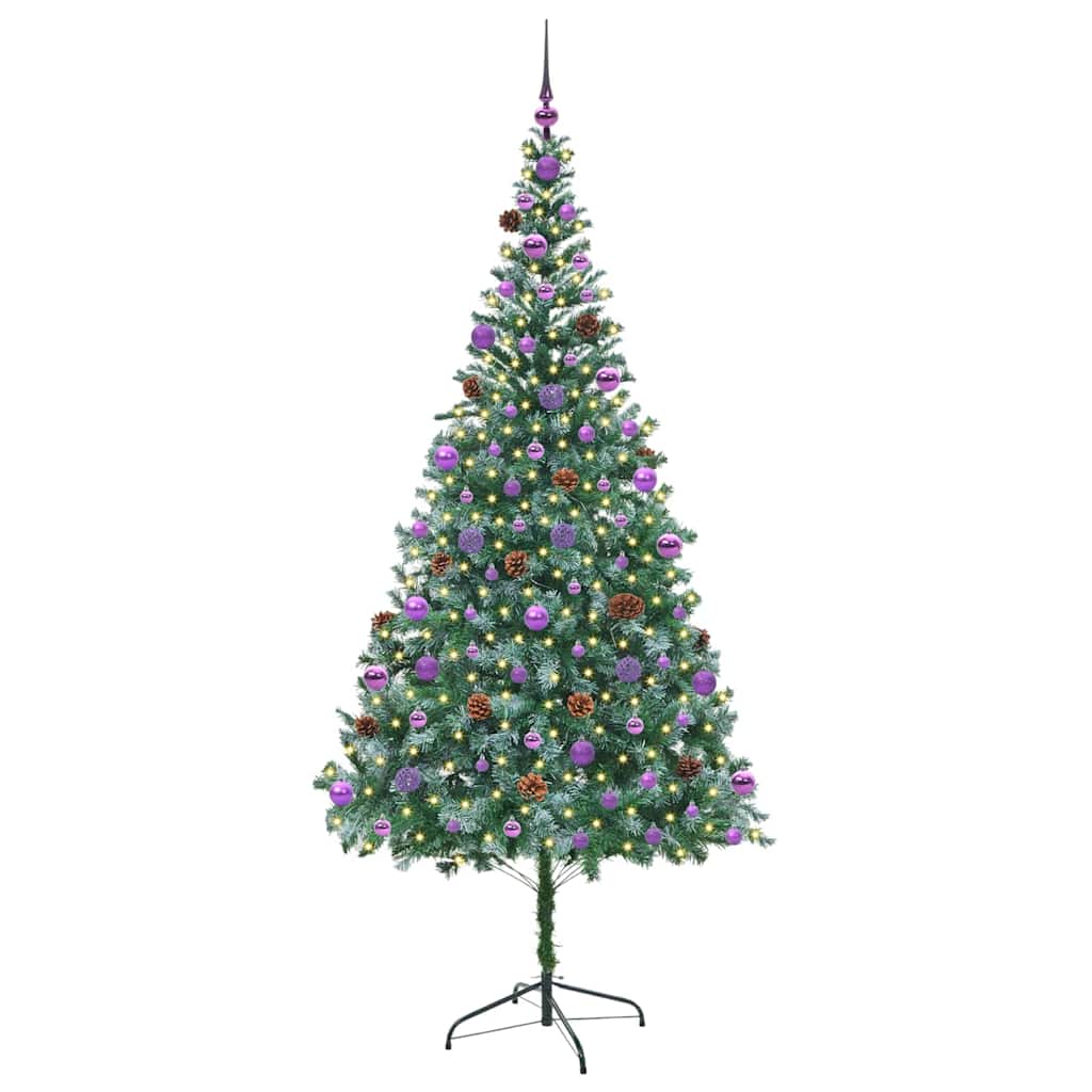 Kunstig juletre med 300 LED med stativ grønn 210 cm PVC og stål