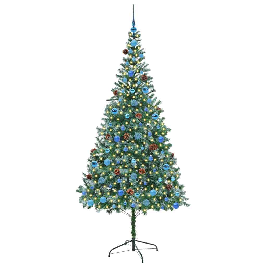 Kunstig juletre med 300 LED med stativ grønn 210 cm PVC og stål