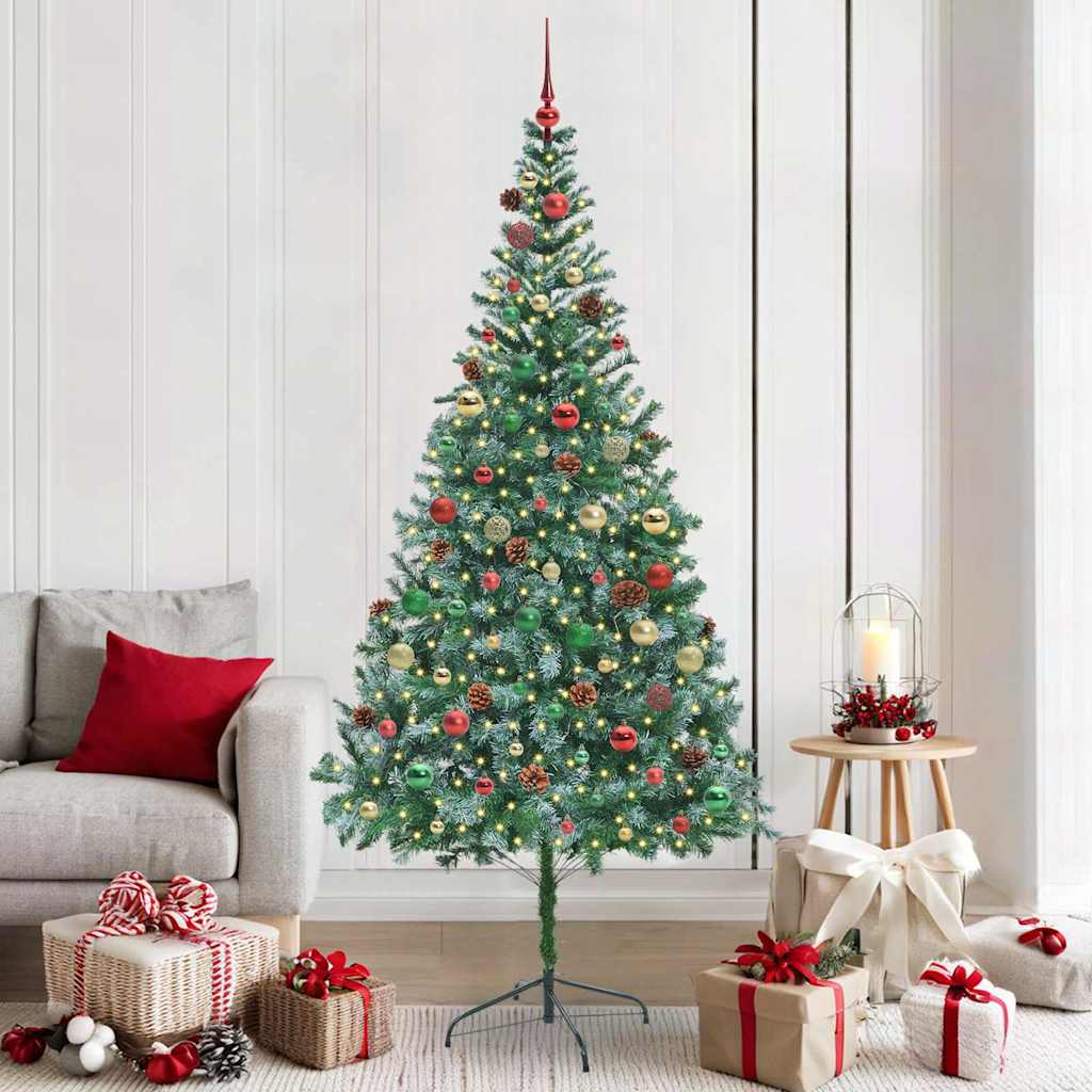 Kunstig juletre med 300 LED med stativ grønn 210 cm PVC og stål