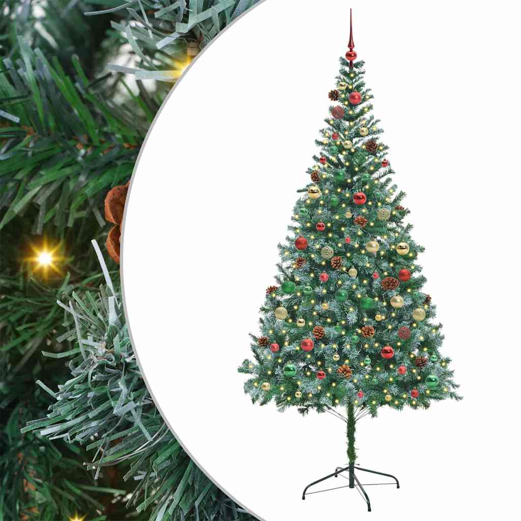 Kunstig juletre med 300 LED med stativ grønn 210 cm PVC og stål