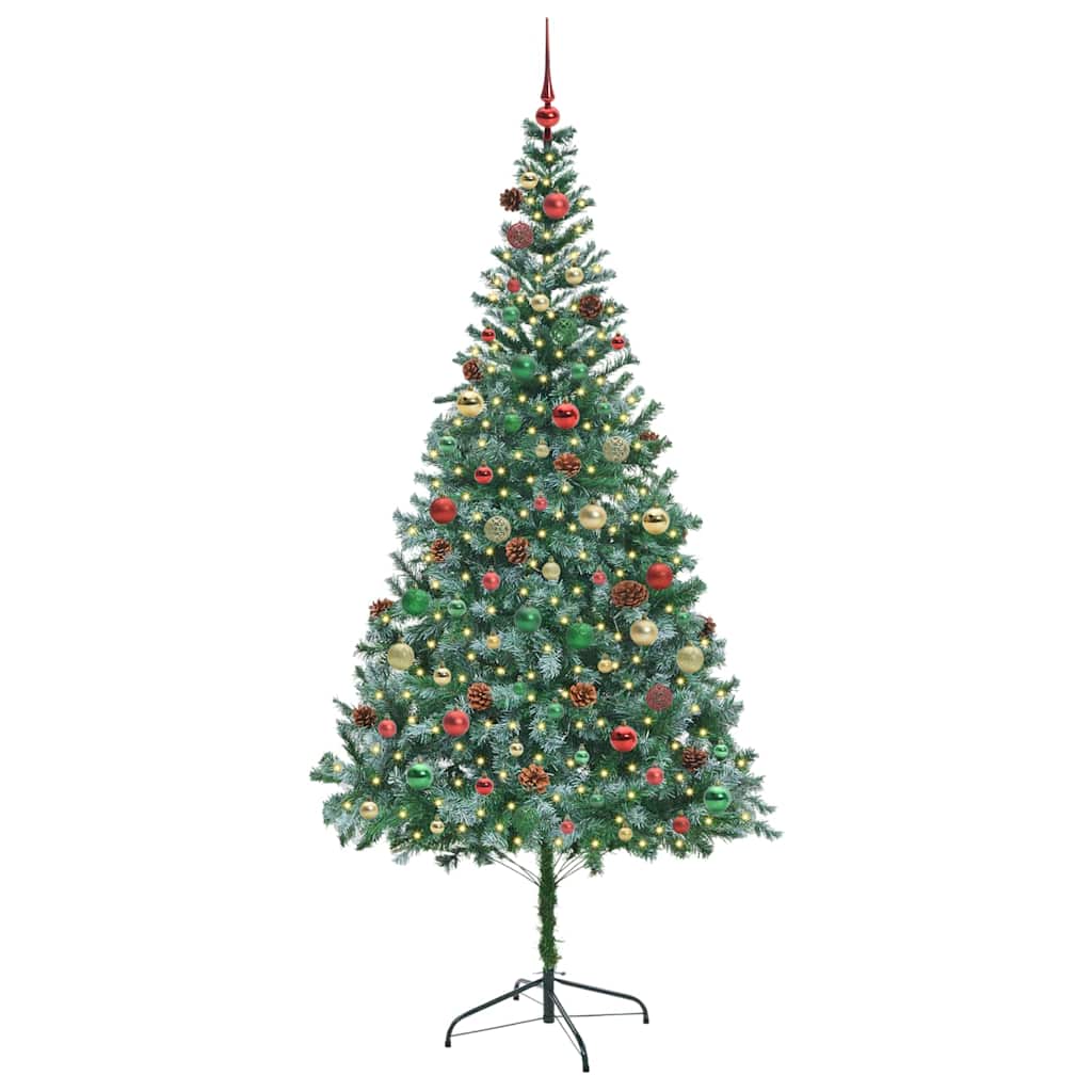 Kunstig juletre med 300 LED med stativ grønn 210 cm PVC og stål