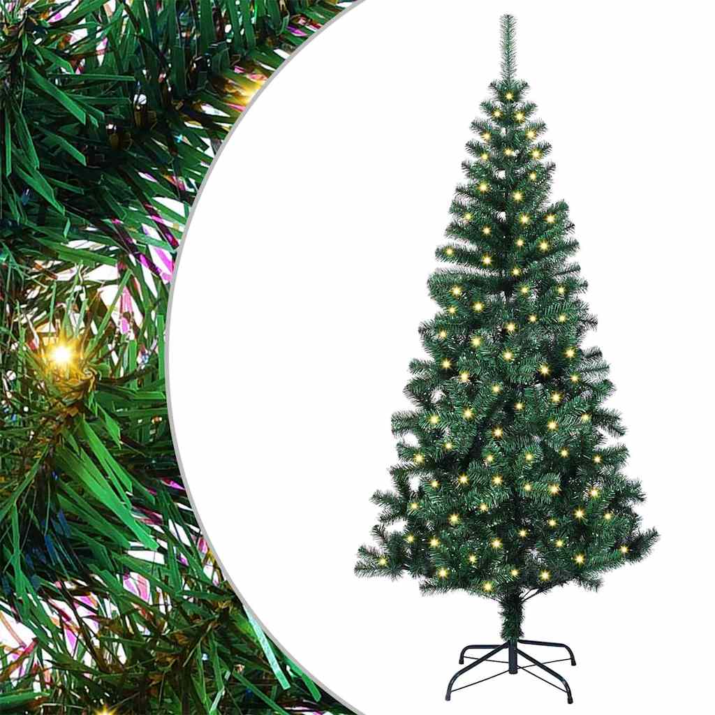 Kunstig Forhåndsopplyst Juletre grønn 120 cm PVC og metall