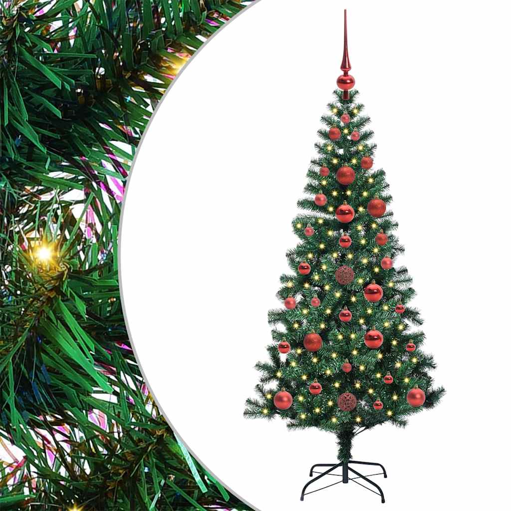 Kunstig Forhåndsopplyst Juletre grønn 120 cm PVC og metall
