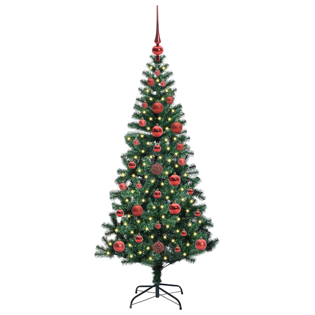 Kunstig Forhåndsopplyst Juletre grønn 120 cm PVC og metall