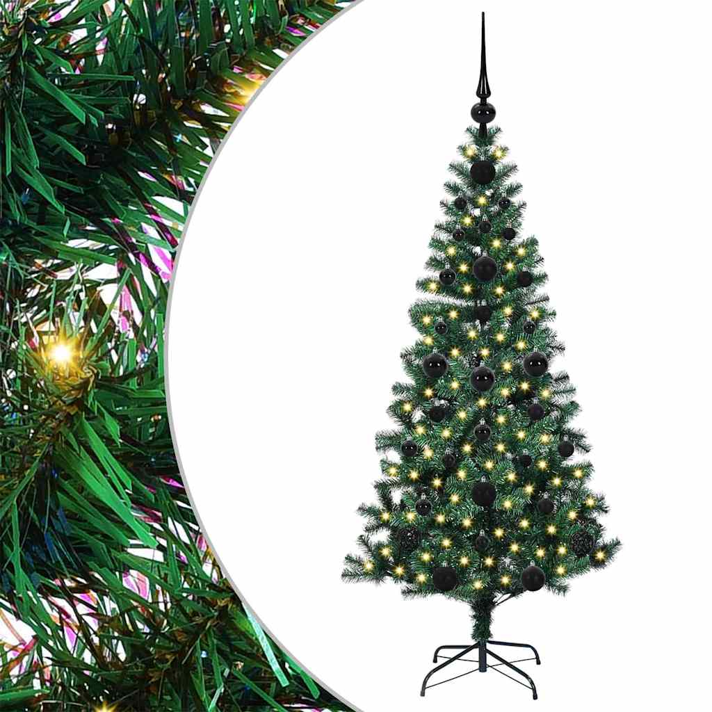 Kunstig Forhåndsopplyst Juletre grønn 120 cm PVC og metall