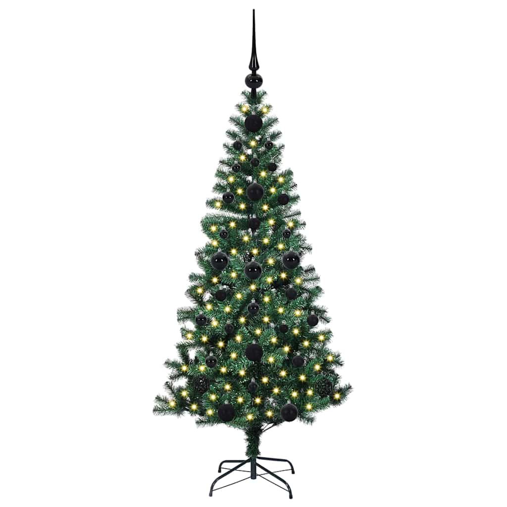 Kunstig Forhåndsopplyst Juletre grønn 120 cm PVC og metall