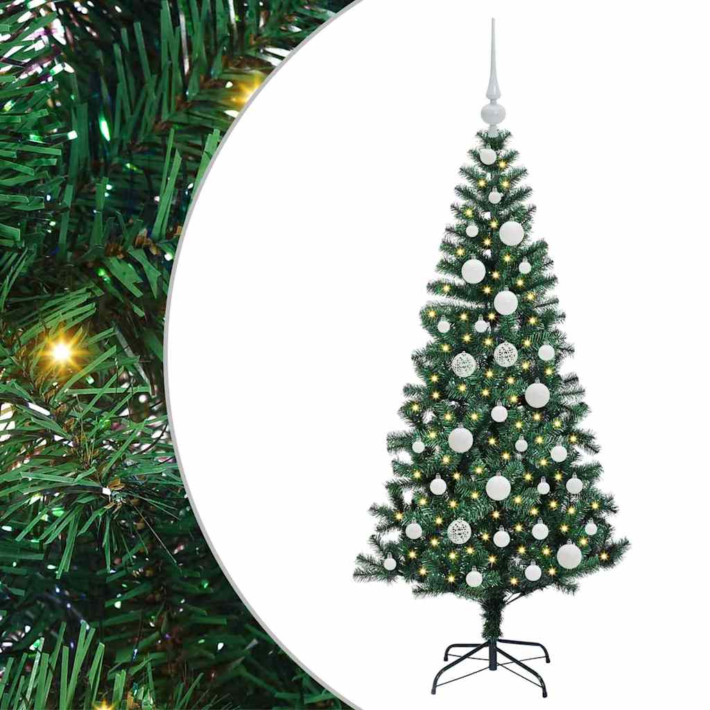 Kunstig Forhåndsopplyst Juletre grønn 120 cm PVC og metall