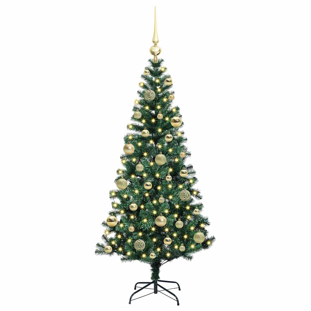 Kunstig Forhåndsopplyst Juletre grønn 120 cm PVC og metall