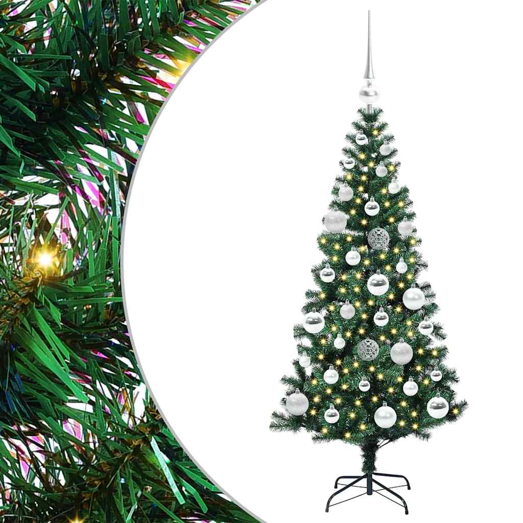 Kunstig Forhåndsopplyst Juletre grønn 120 cm PVC og metall