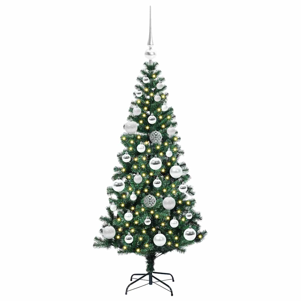 Kunstig Forhåndsopplyst Juletre grønn 120 cm PVC og metall