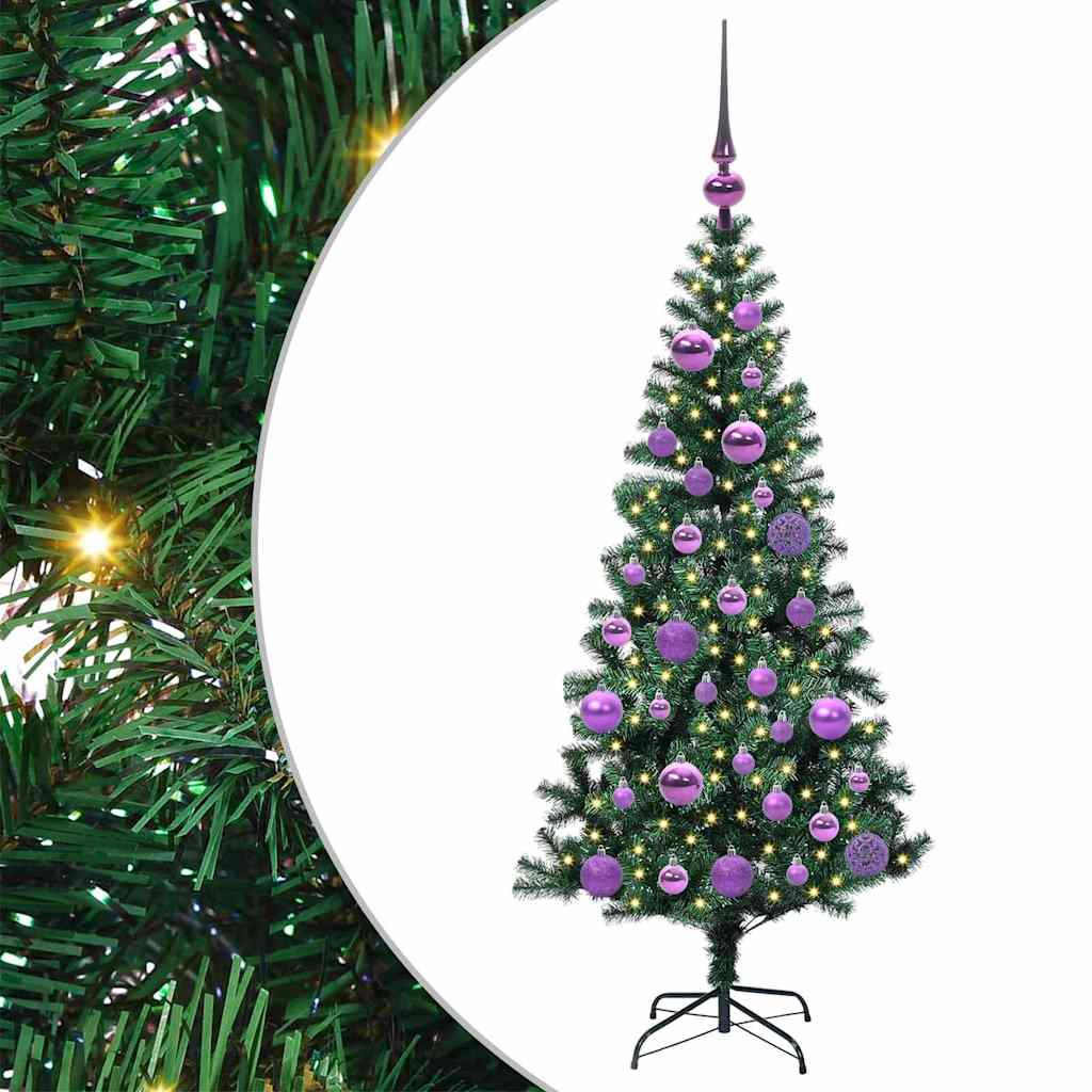 Kunstig Forhåndsopplyst Juletre grønn 120 cm PVC og metall