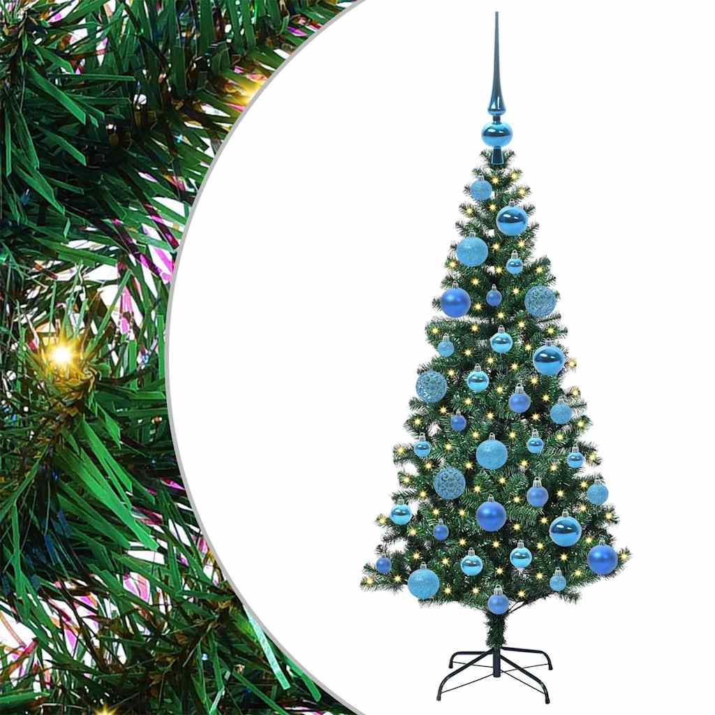 Kunstig Forhåndsopplyst Juletre grønn 120 cm PVC og metall