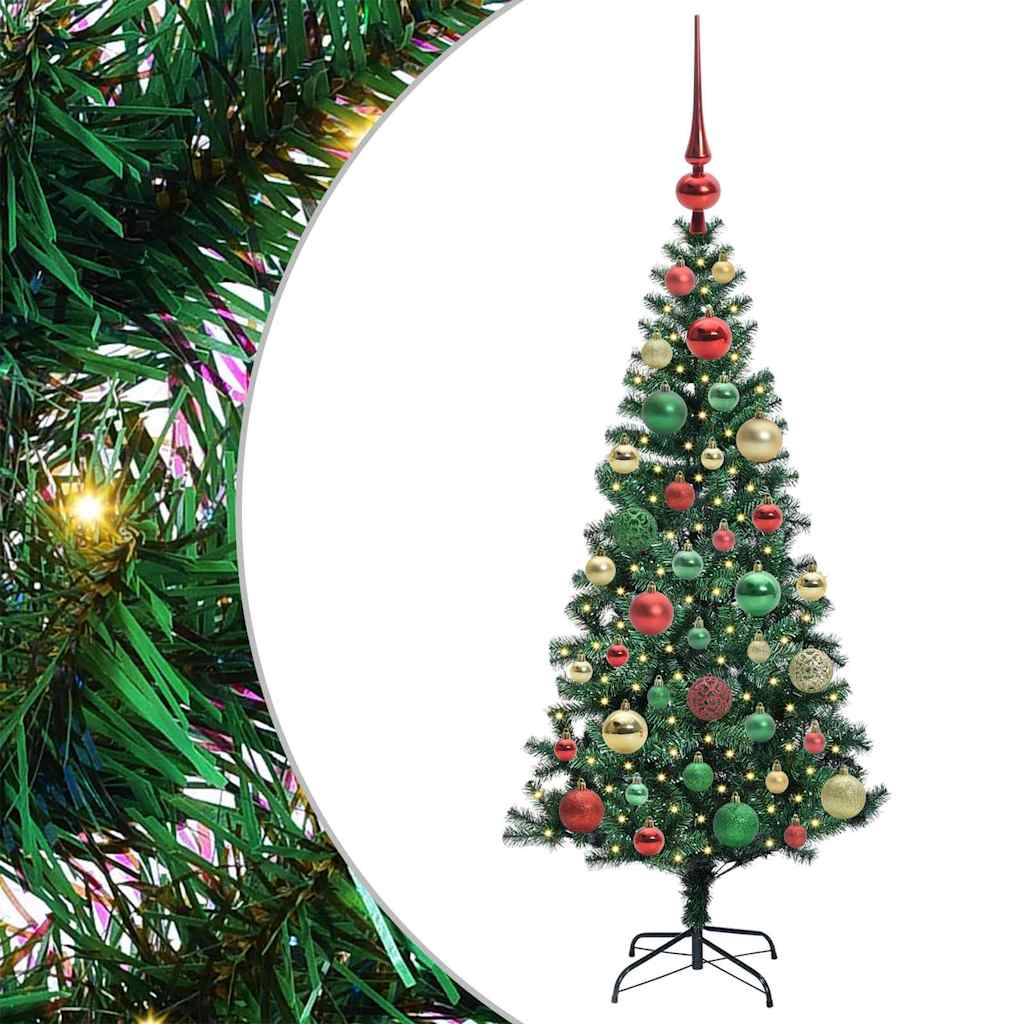 Kunstig Forhåndsopplyst Juletre grønn 120 cm PVC og metall