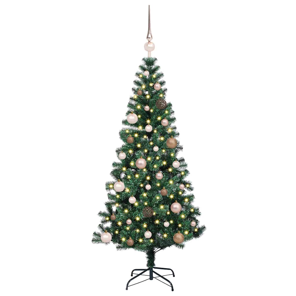 Kunstig Forhåndsopplyst Juletre grønn 150 cm PVC og metall