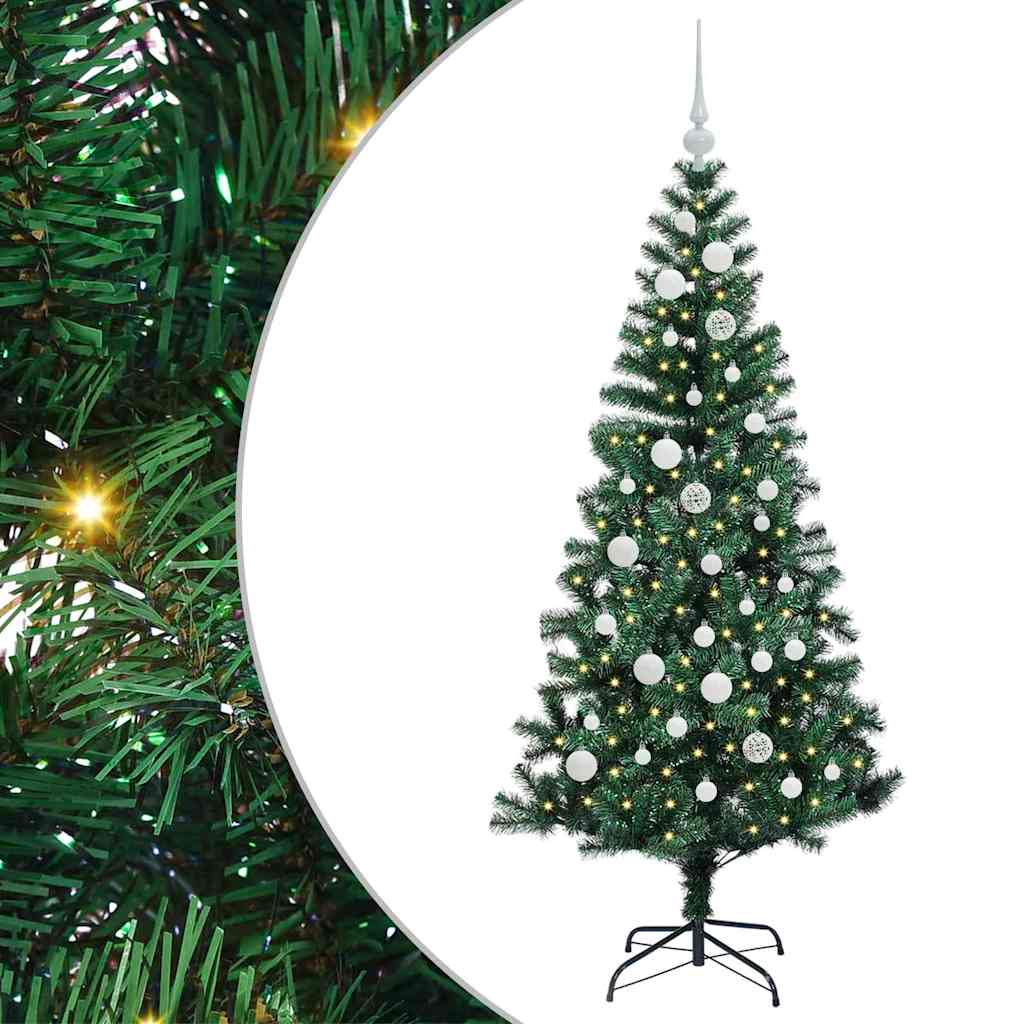Kunstig Forhåndsopplyst Juletre grønn 150 cm PVC og metall