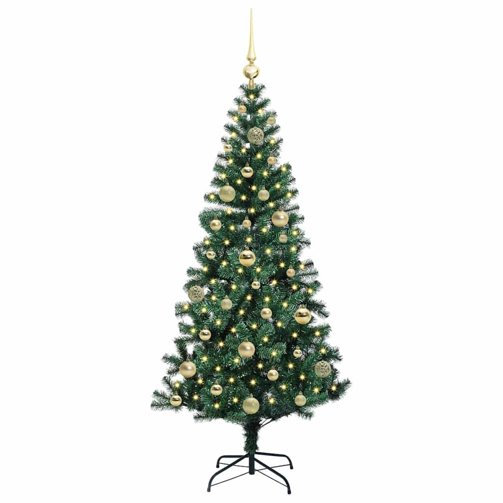 Kunstig Forhåndsopplyst Juletre grønn 150 cm PVC og metall