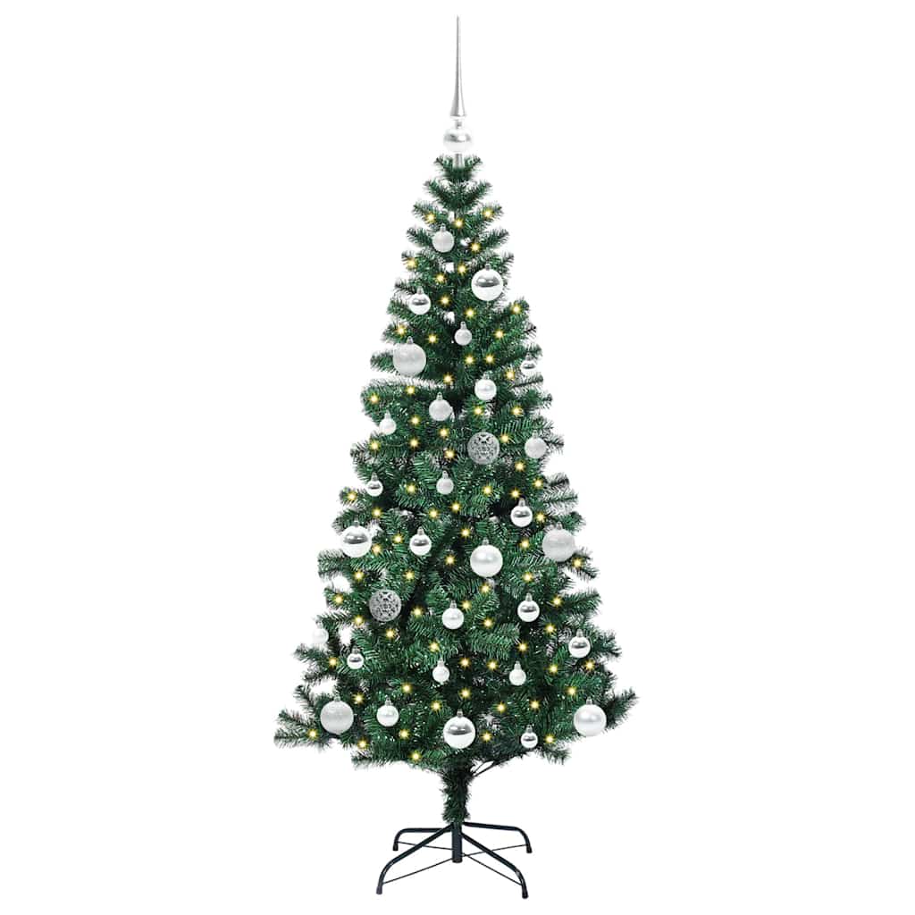 Kunstig Forhåndsopplyst Juletre grønn 150 cm PVC og metall