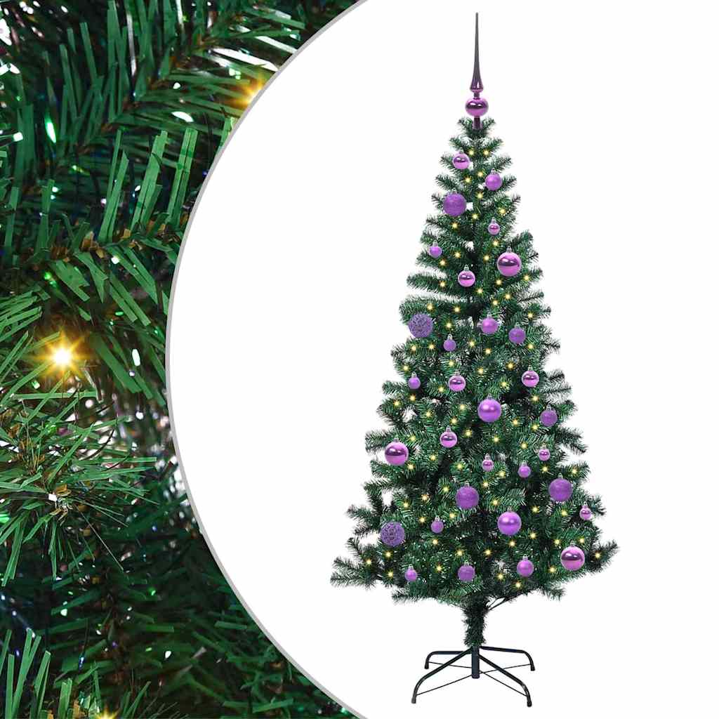 Kunstig Forhåndsopplyst Juletre grønn 150 cm PVC og metall