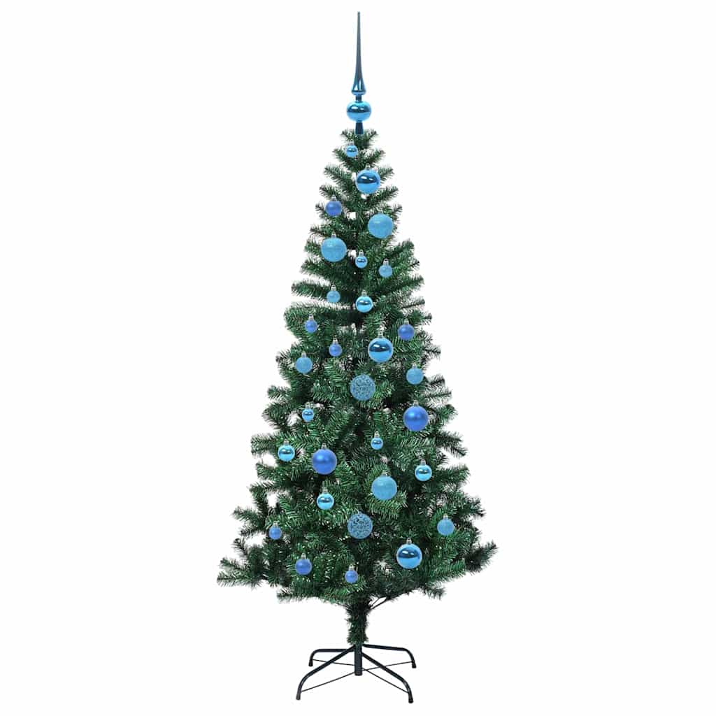 Kunstig Forhåndsopplyst Juletre grønn 150 cm PVC og metall