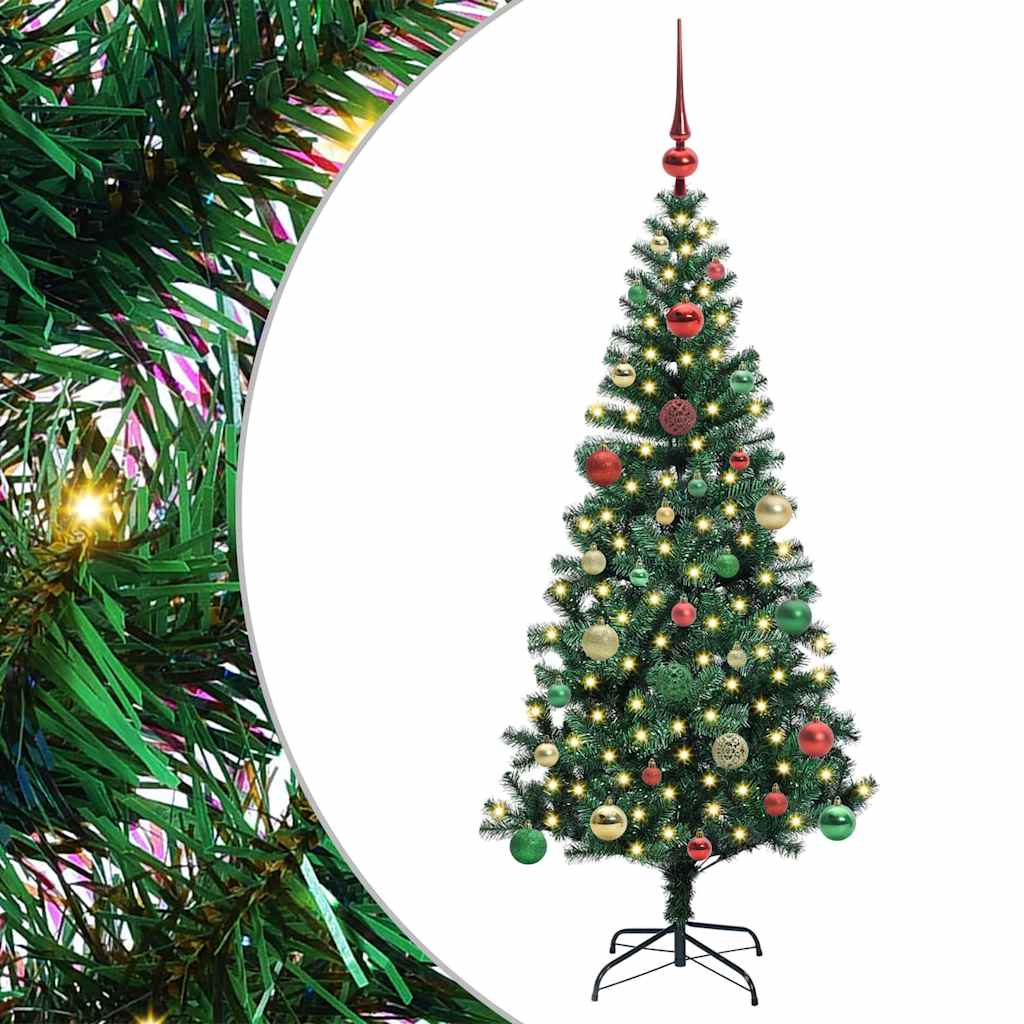 Kunstig Forhåndsopplyst Juletre grønn 150 cm PVC og metall
