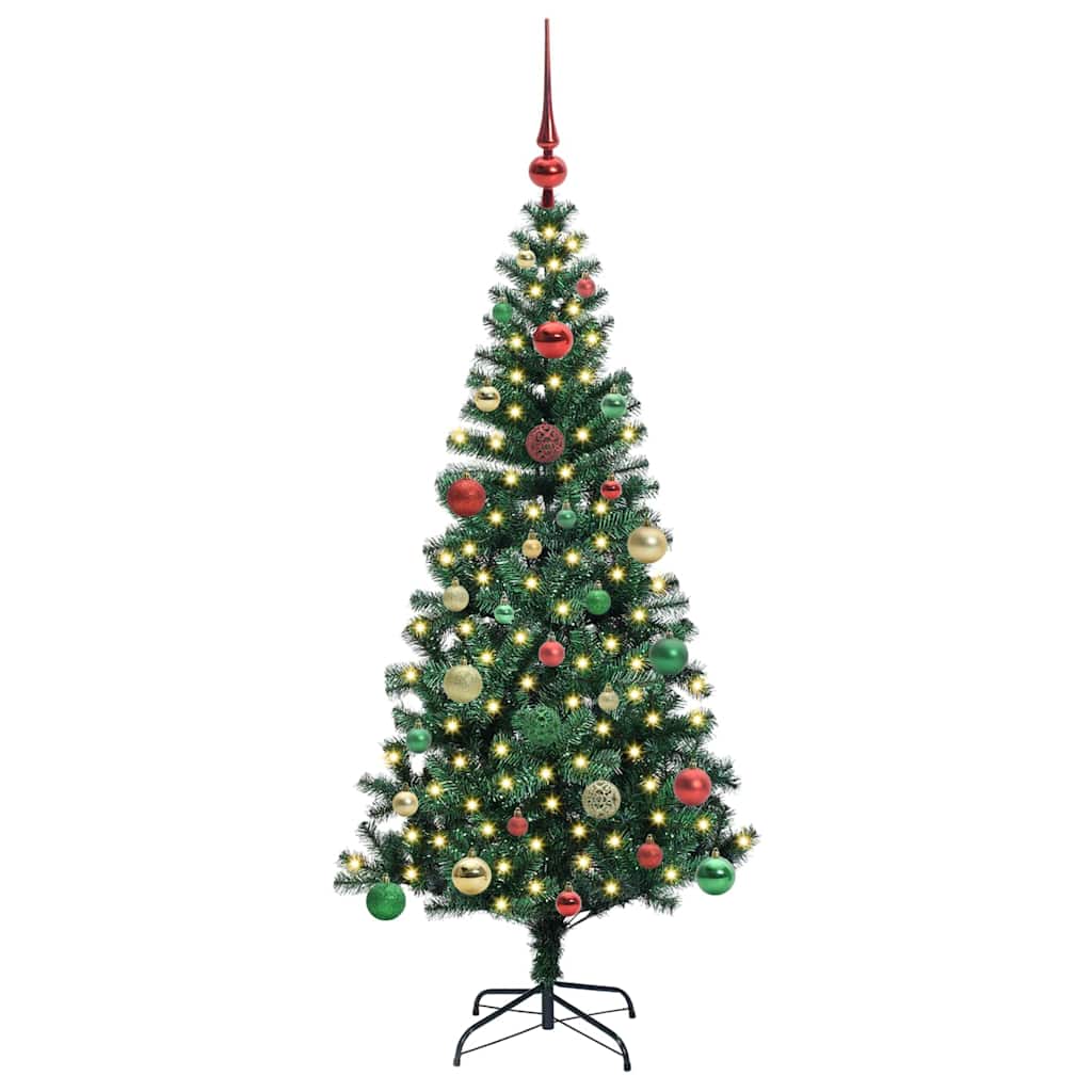 Kunstig Forhåndsopplyst Juletre grønn 150 cm PVC og metall