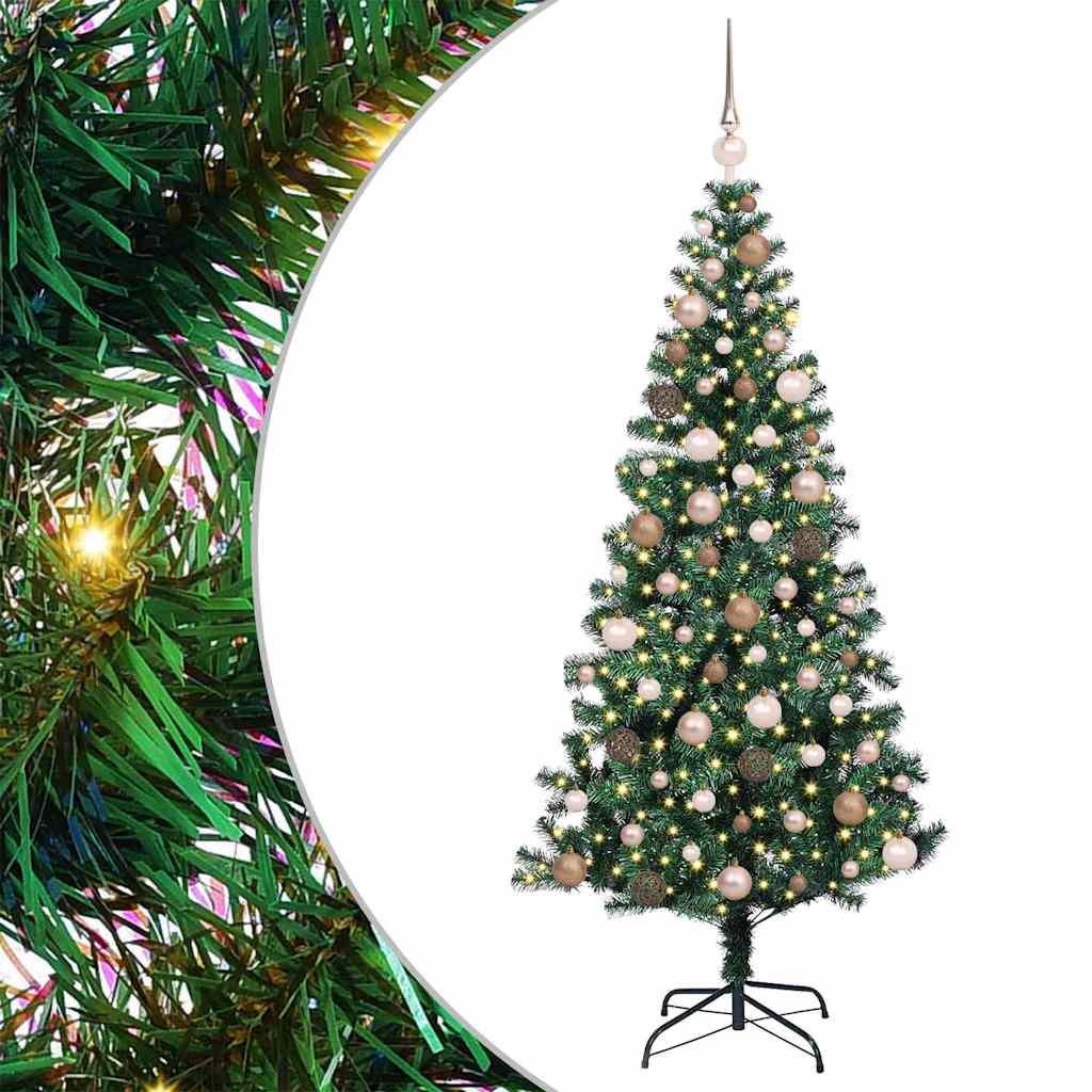 Kunstig Forhåndsopplyst Juletre grønn 180 cm PVC og metall