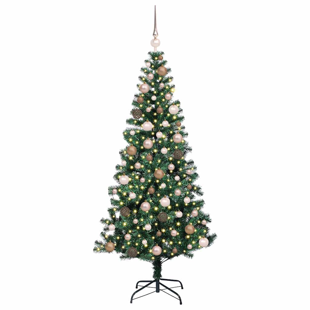 Kunstig Forhåndsopplyst Juletre grønn 180 cm PVC og metall
