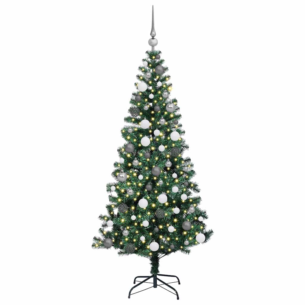 Kunstig Forhåndsopplyst Juletre grønn 180 cm PVC og metall