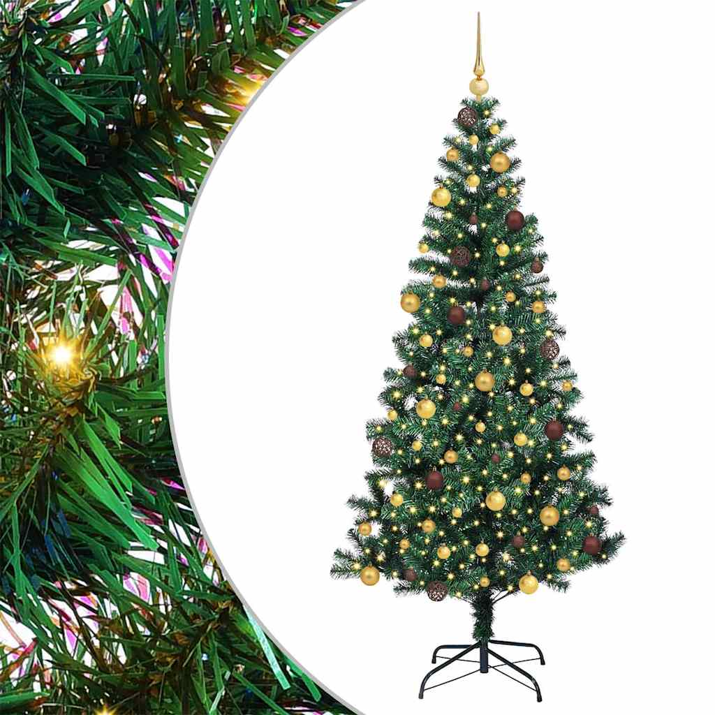 Kunstig Forhåndsopplyst Juletre grønn 210 cm PVC og metall