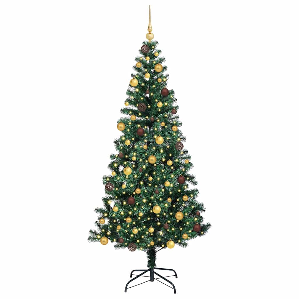 Kunstig Forhåndsopplyst Juletre grønn 210 cm PVC og metall