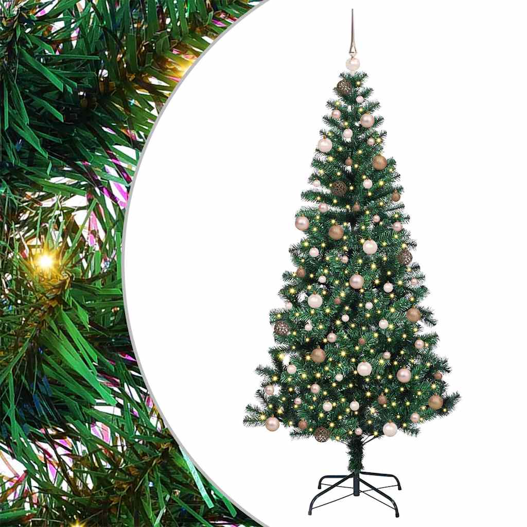 Kunstig Forhåndsopplyst Juletre grønn 210 cm PVC og metall