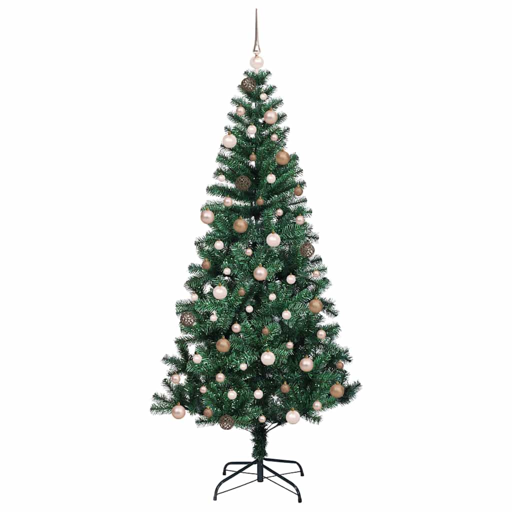Kunstig Forhåndsopplyst Juletre grønn 210 cm PVC og metall