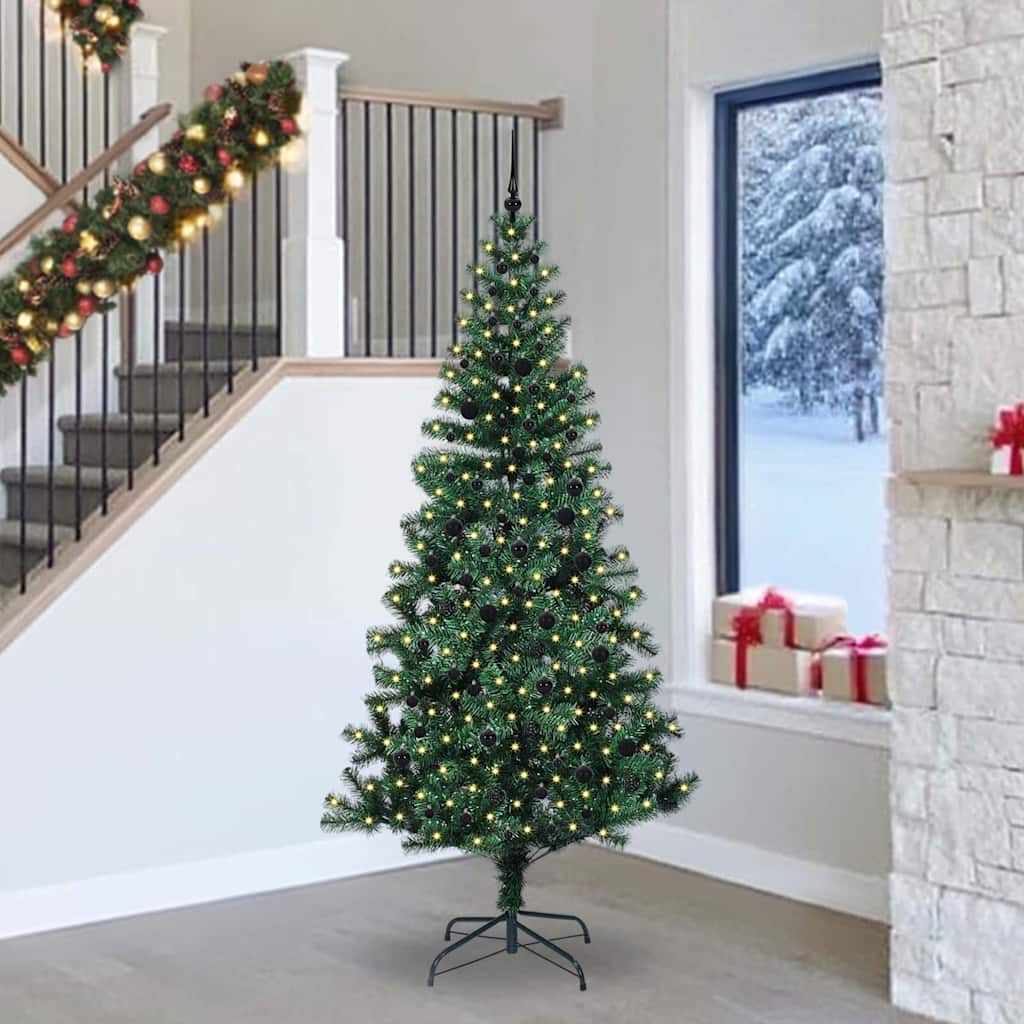 Kunstig Forhåndsopplyst Juletre grønn 240 cm PVC og metall