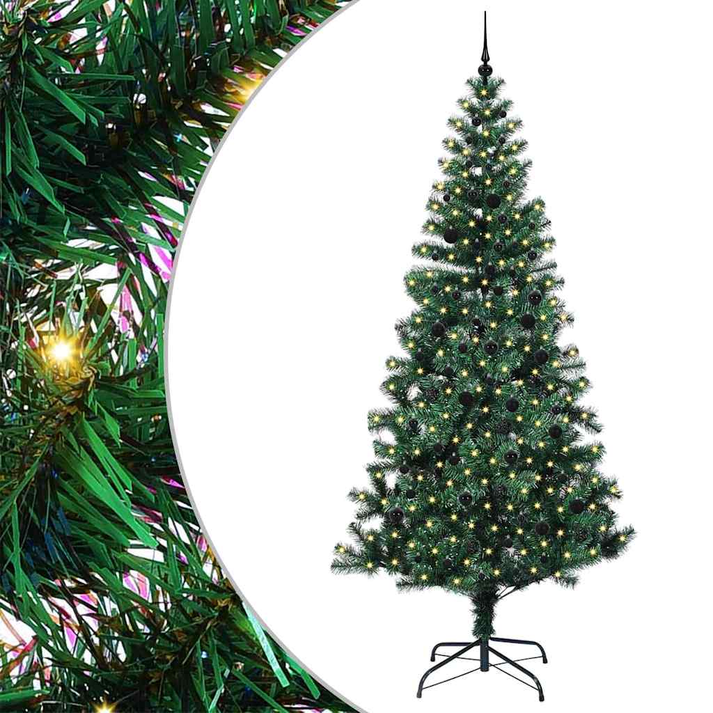 Kunstig Forhåndsopplyst Juletre grønn 240 cm PVC og metall