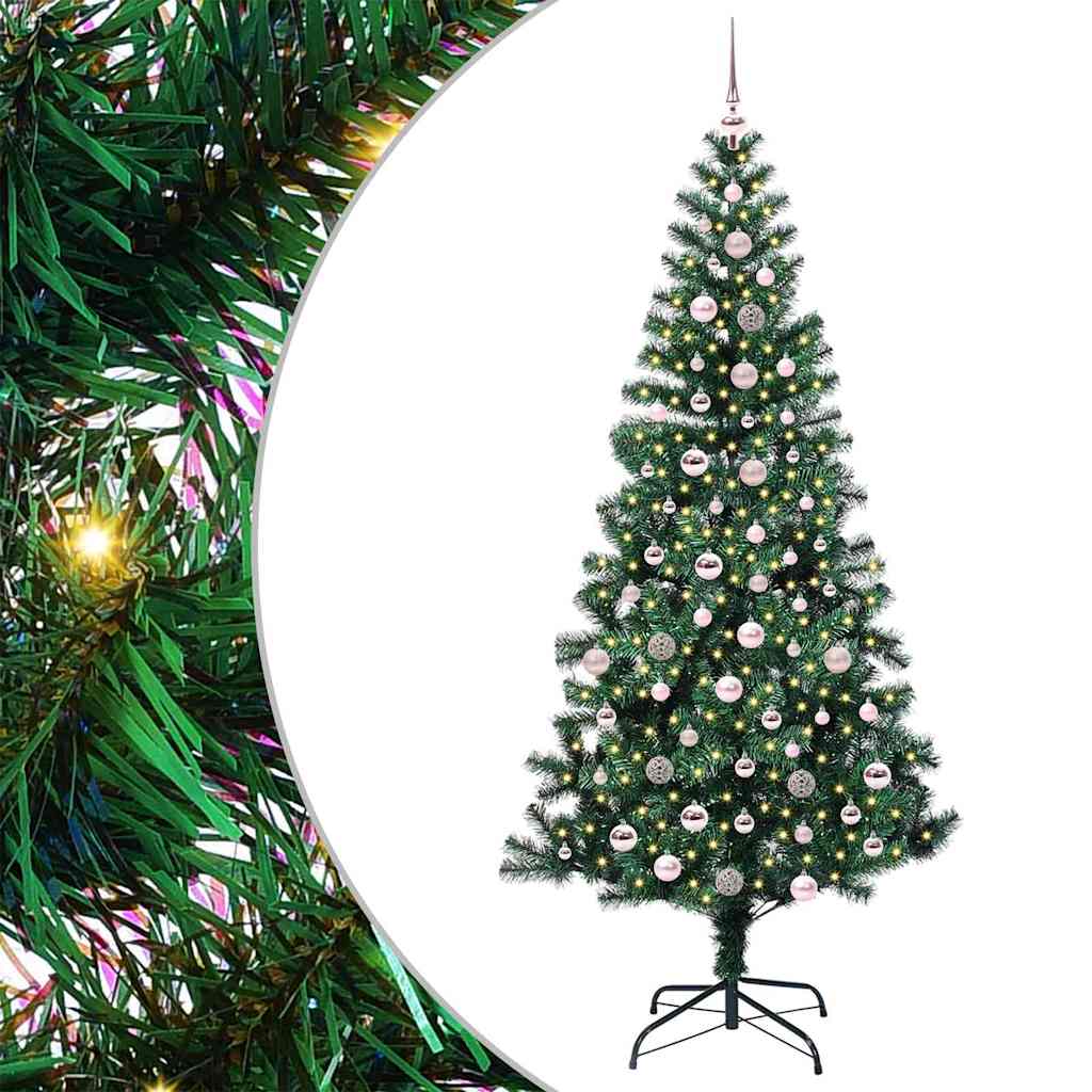 Kunstig Forhåndsopplyst Juletre grønn 240 cm PVC og metall