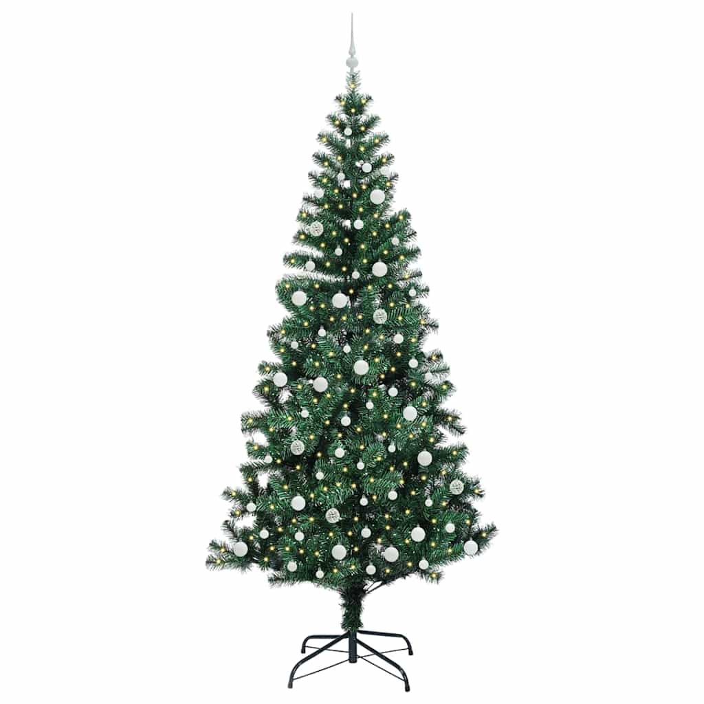 Kunstig Forhåndsopplyst Juletre grønn 240 cm PVC og metall