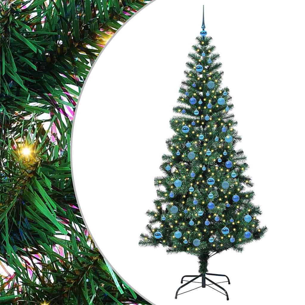 Kunstig Forhåndsopplyst Juletre grønn 240 cm PVC og metall